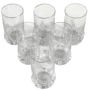 Heavy Crystal Elegant Embellished Frosted 3D Leaf Base Highball Glasses-Set of 6